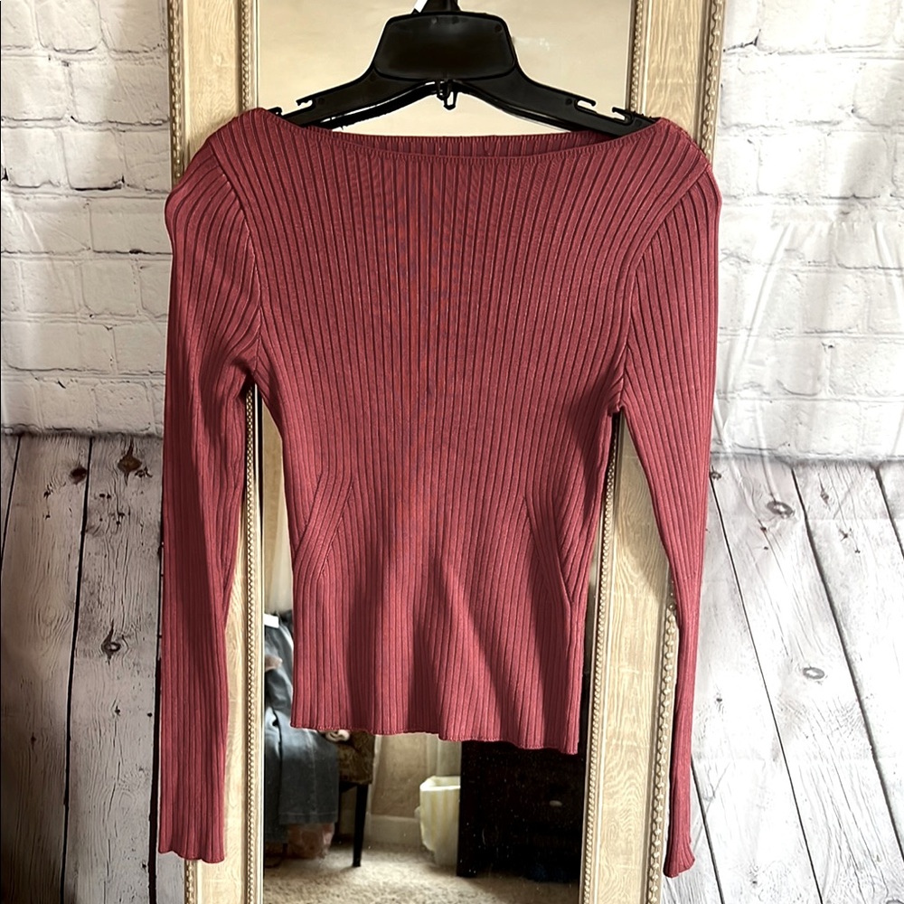 Women's Ribbed Stretch Fitted top - Deep Rose